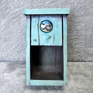 Hand Painted Folk Art Resin Wall‎ Cubby Bluebird Cottagecore Rustic Birdhouse
